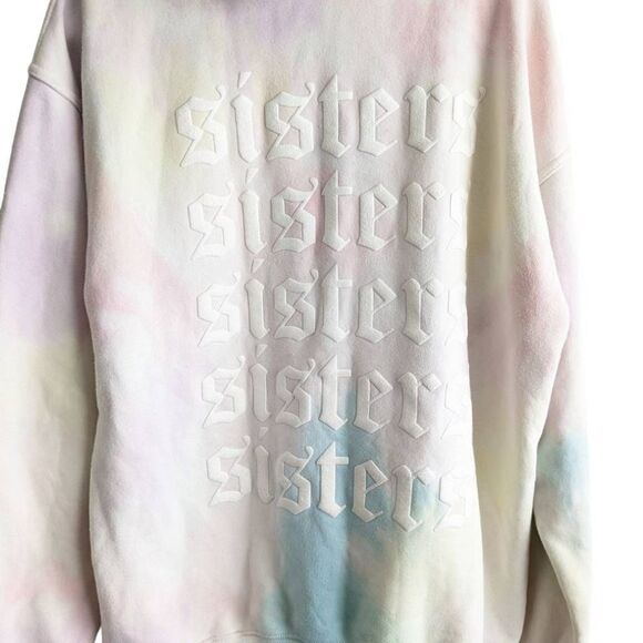 Sisters apparel by Safety Pin Hoodie Tie dye rainbow sherbet pastel oversized - Picture 6 of 13